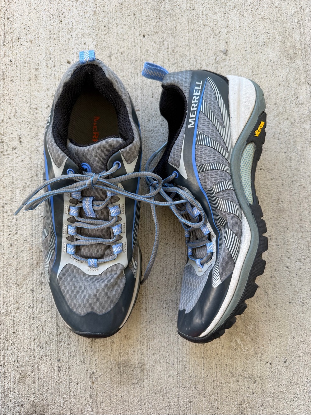 Merrell Siren Edge Women's Size 8 Gray Blue Vibram Hiking Outdoor Shoes J35516